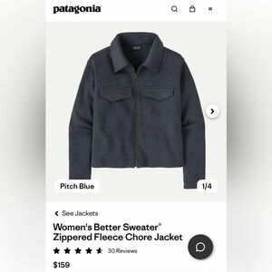 Patagonia Women’s Better Sweater Zippered Fleece Pitch Blue Jacket- L